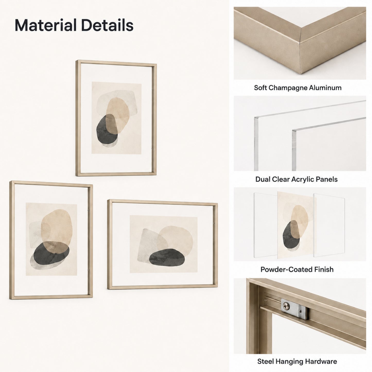 Brassline 3-Piece Floating Gallery Frame Set