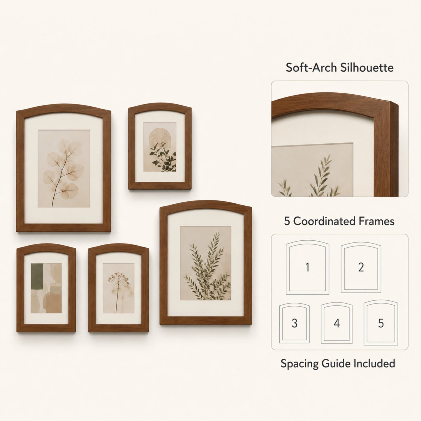 Arcwood 5-Piece Soft-Arch Gallery Frame Set