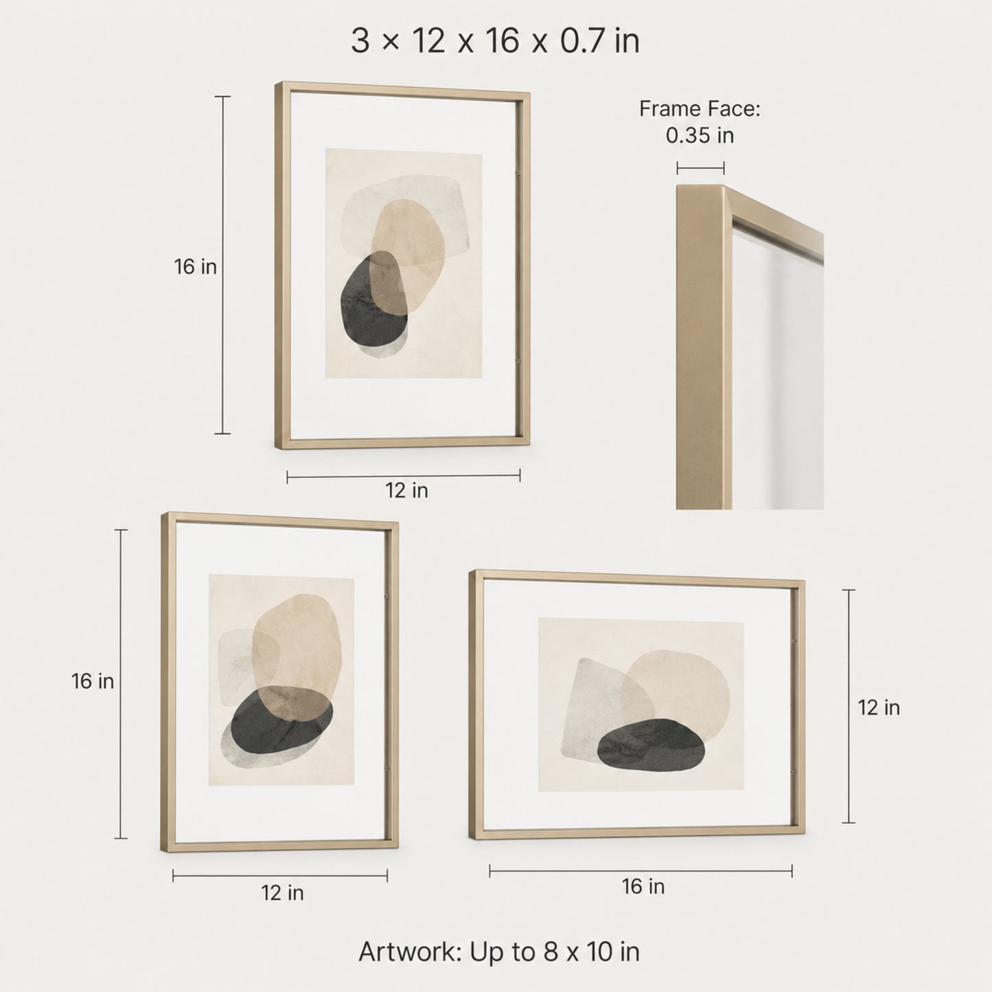 Brassline 3-Piece Floating Gallery Frame Set