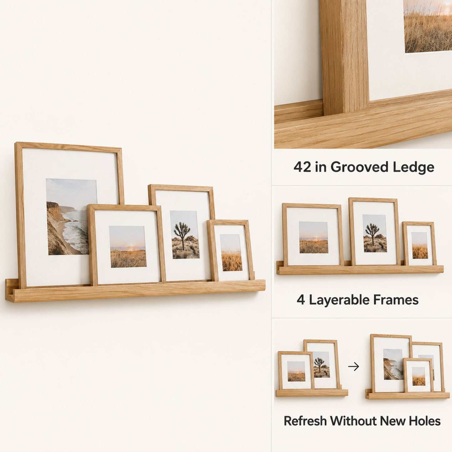 Sola Oak 5-Piece Ledge Gallery Set