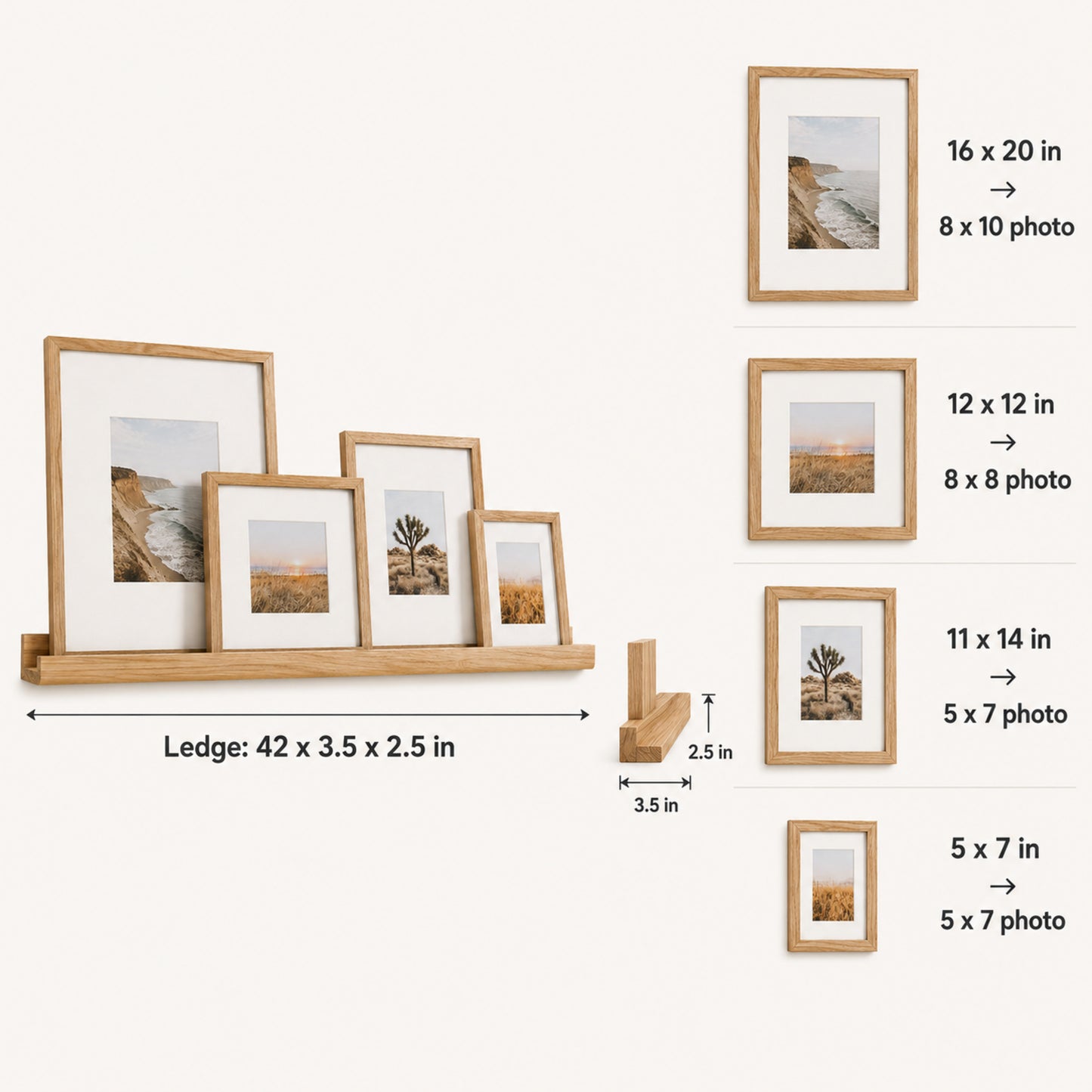 Sola Oak 5-Piece Ledge Gallery Set