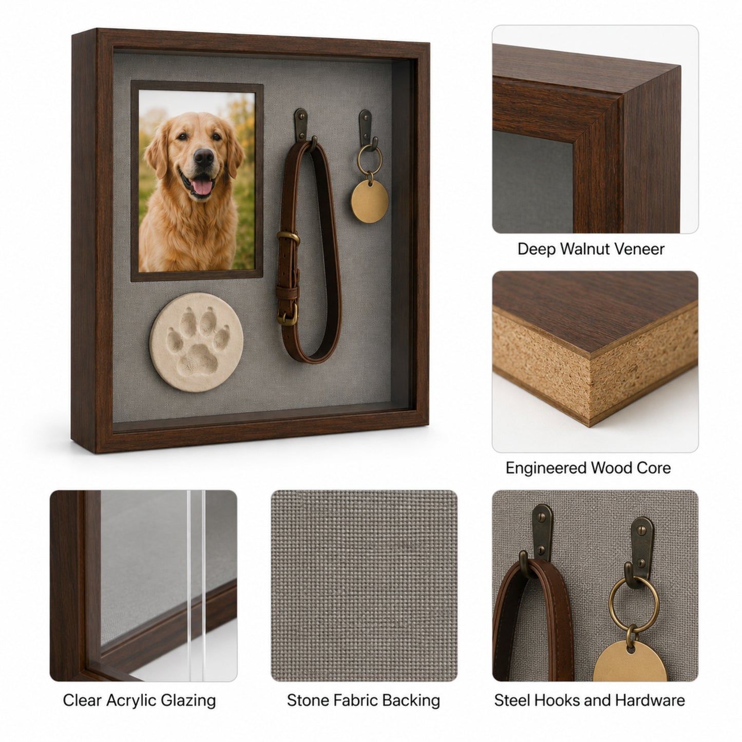 Pawprint Pet Memory Shadow Box
